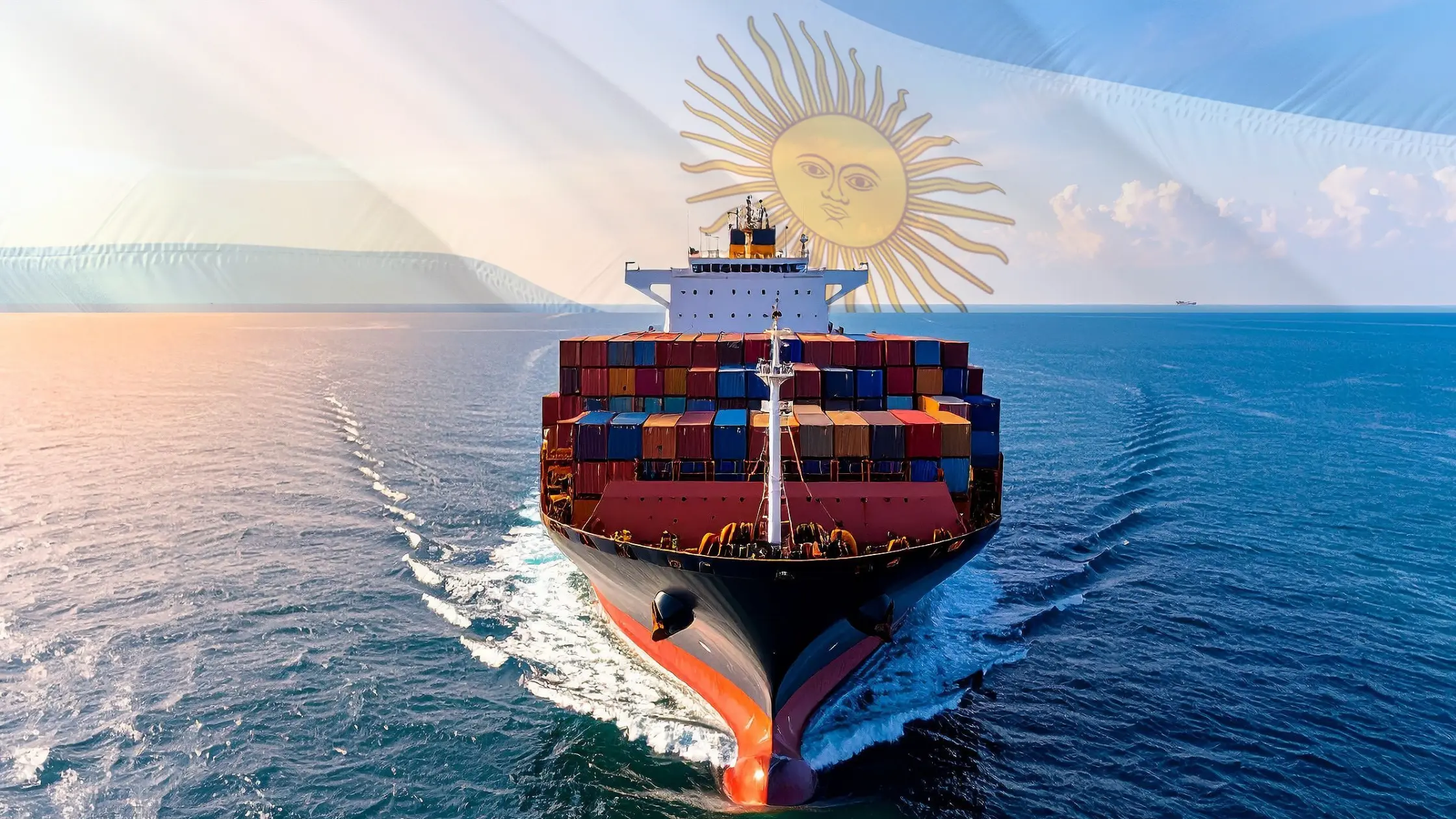 Navio navegando importando produtos argentinos